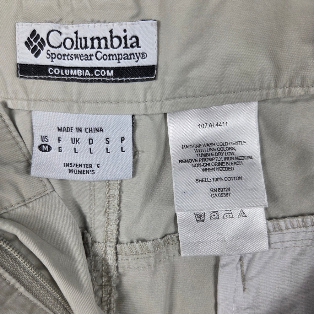 Columbia Cargo Shorts Womens Medium Tan Khaki Excellent Hiking Outdoor Cotton - Picture 2 of 8